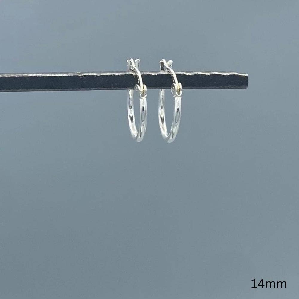 1.5mm Sterling Silver French Lock Tube Hoops