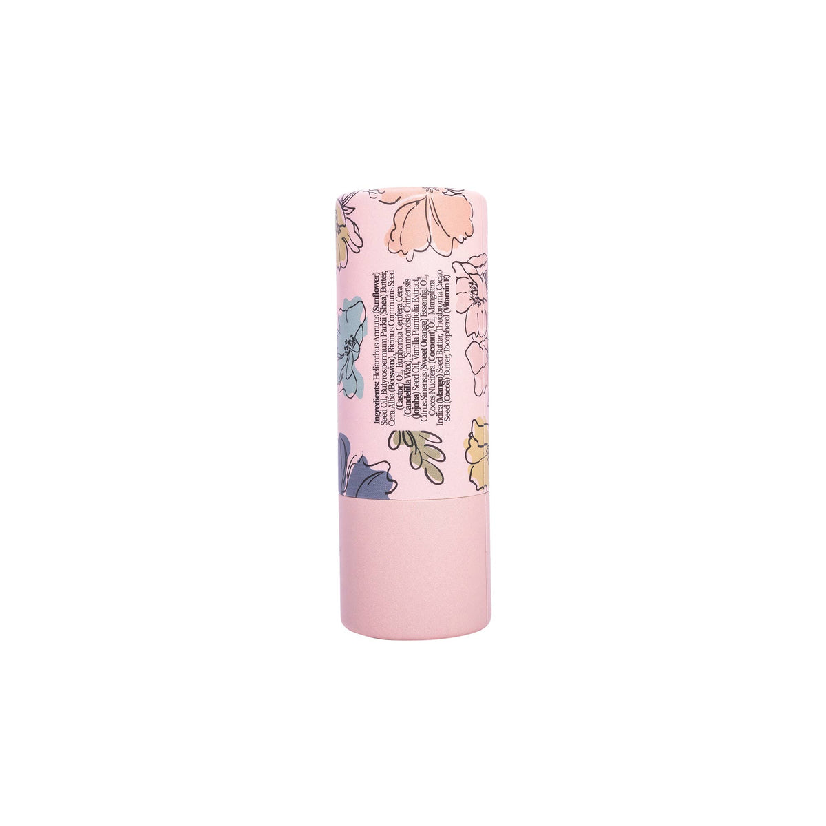 Floral-patterned cylindrical product on a white background