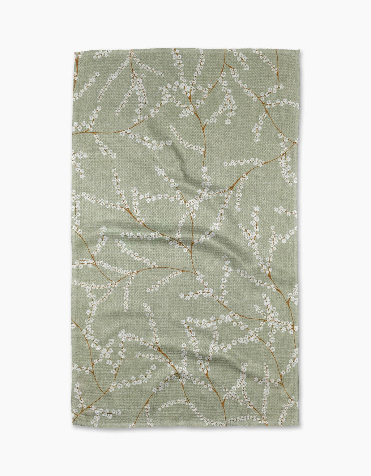 Fabric with floral pattern on a green background
