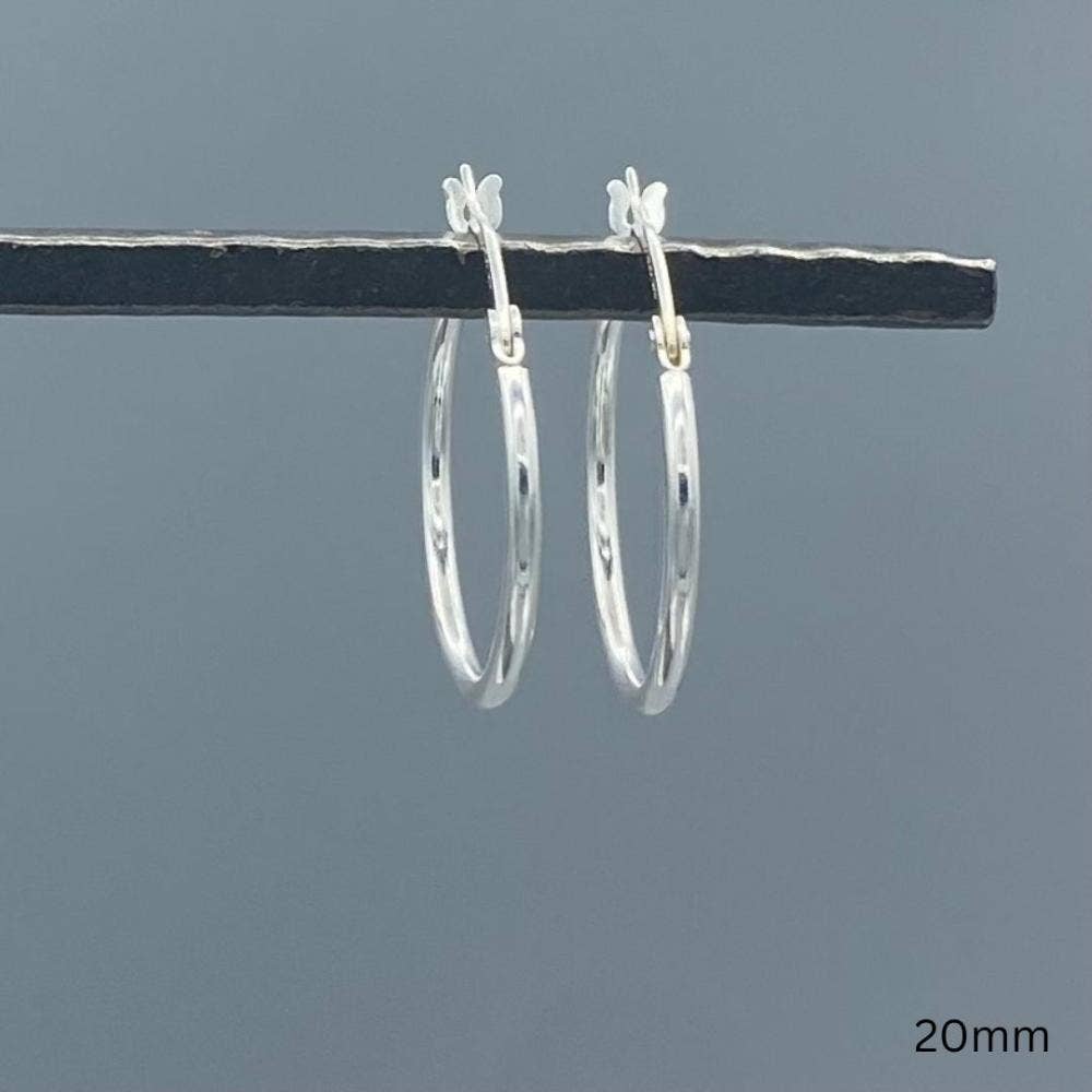 1.5mm Sterling Silver French Lock Tube Hoops