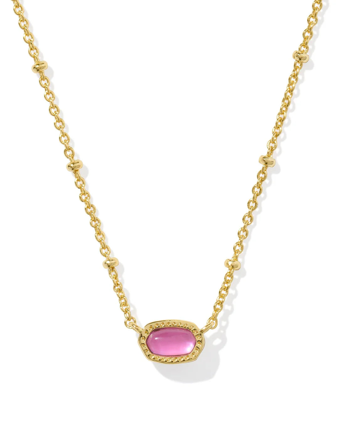 Pink pendant necklace with gold chain