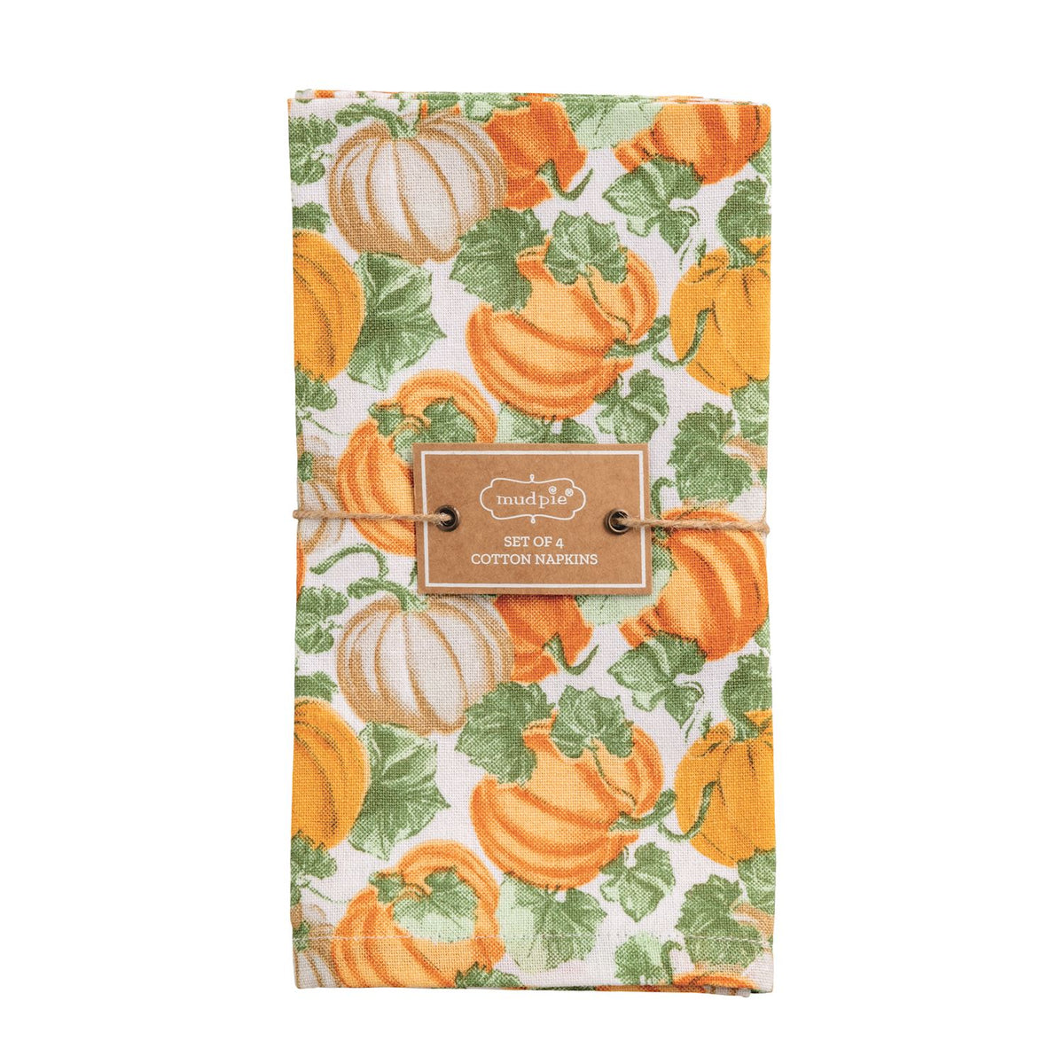 Set of two cotton hand towels with pumpkin pattern on a white background