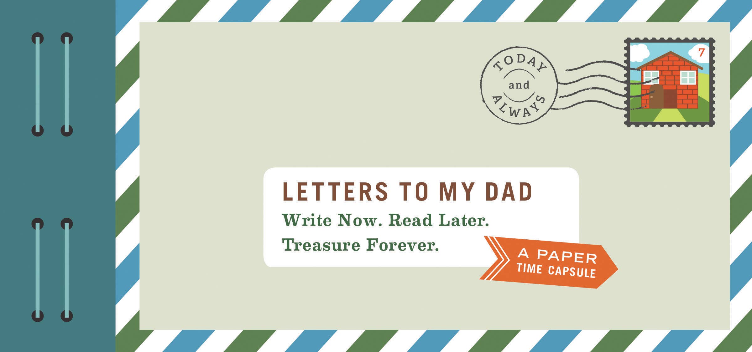 Book cover titled 'Letters to My Dad' with a vintage envelope design and stamp.