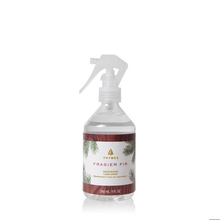 Frasier Fir room spray bottle with label on a white background