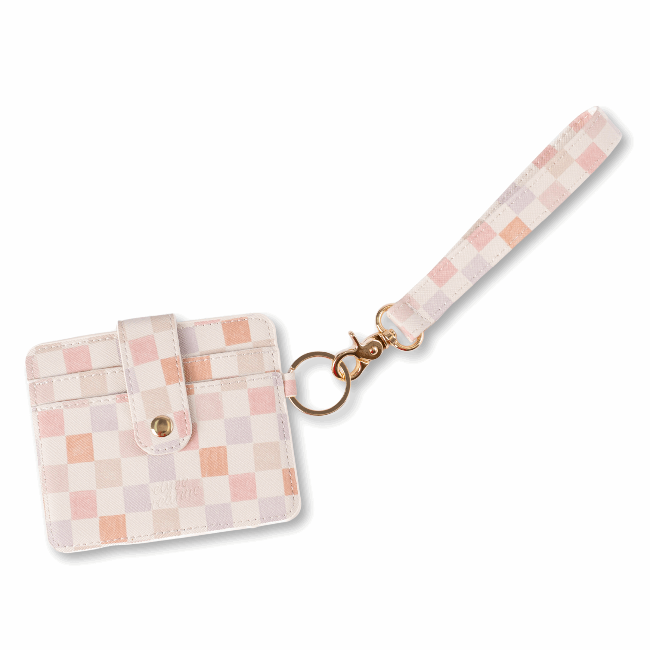 Watercolor Checker Wristlet Keychain