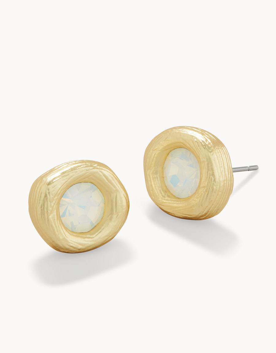 gold circle earrings with mother of pearl center