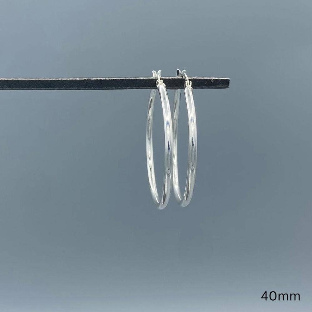 2.5mm Silver French Lock Tube Hoops