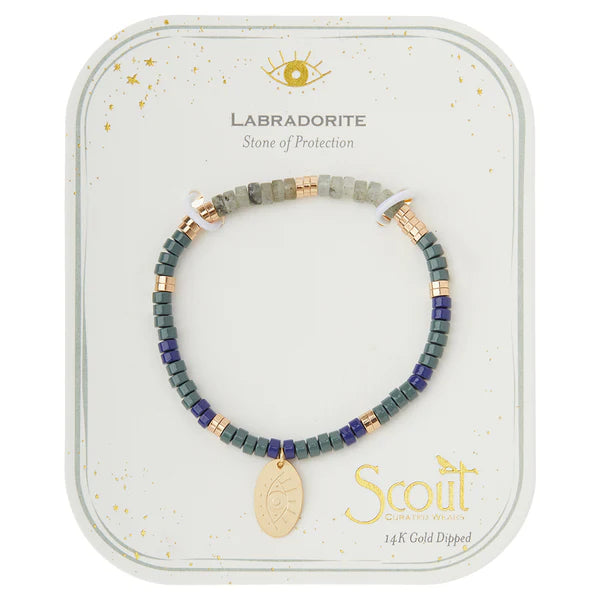 labradorite charm bracelet with gold charm