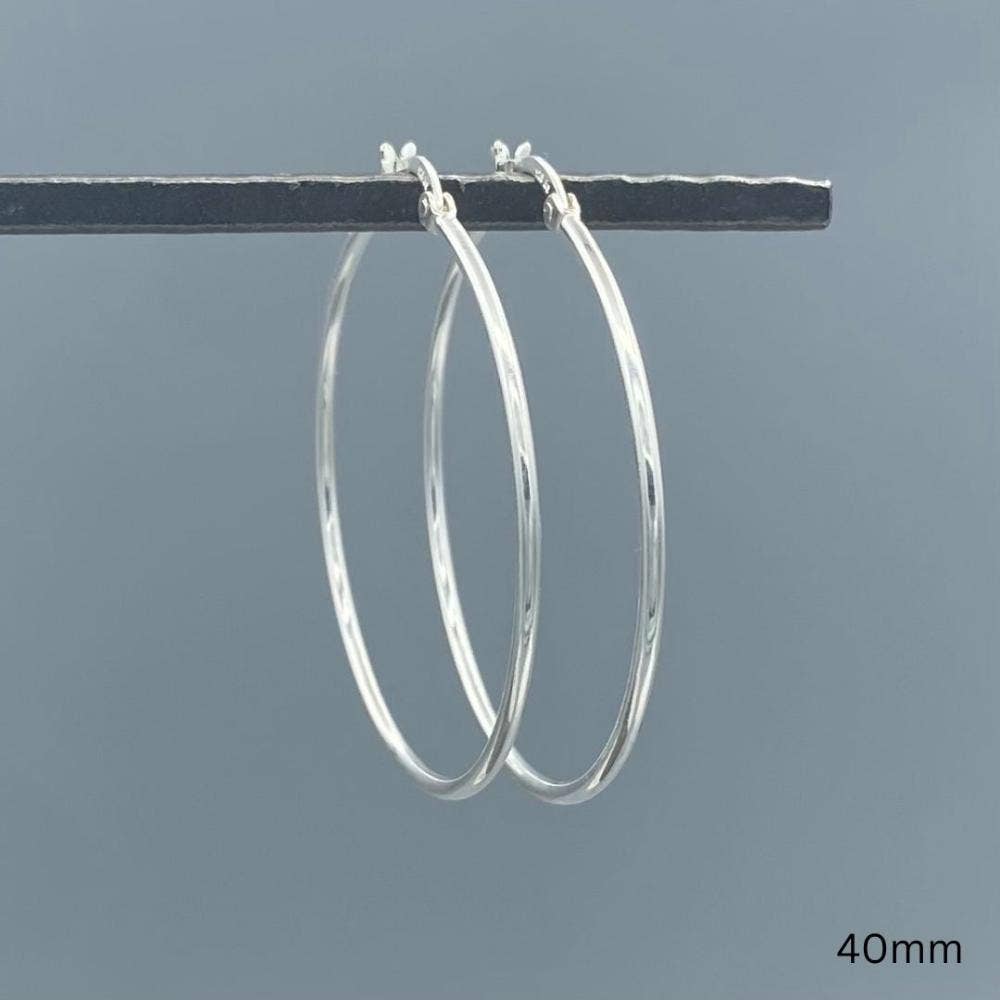 1.5mm Sterling Silver French Lock Tube Hoops