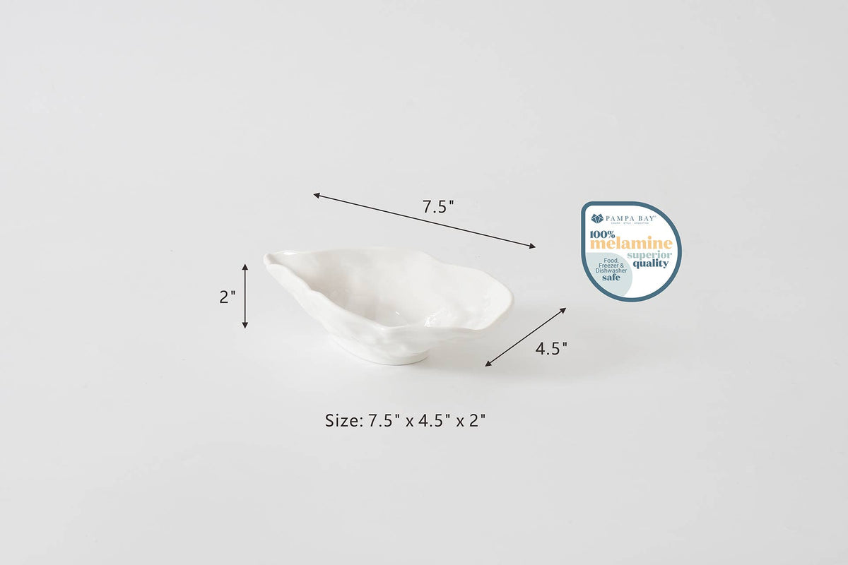 White decorative bowl with measurements on a light gray background