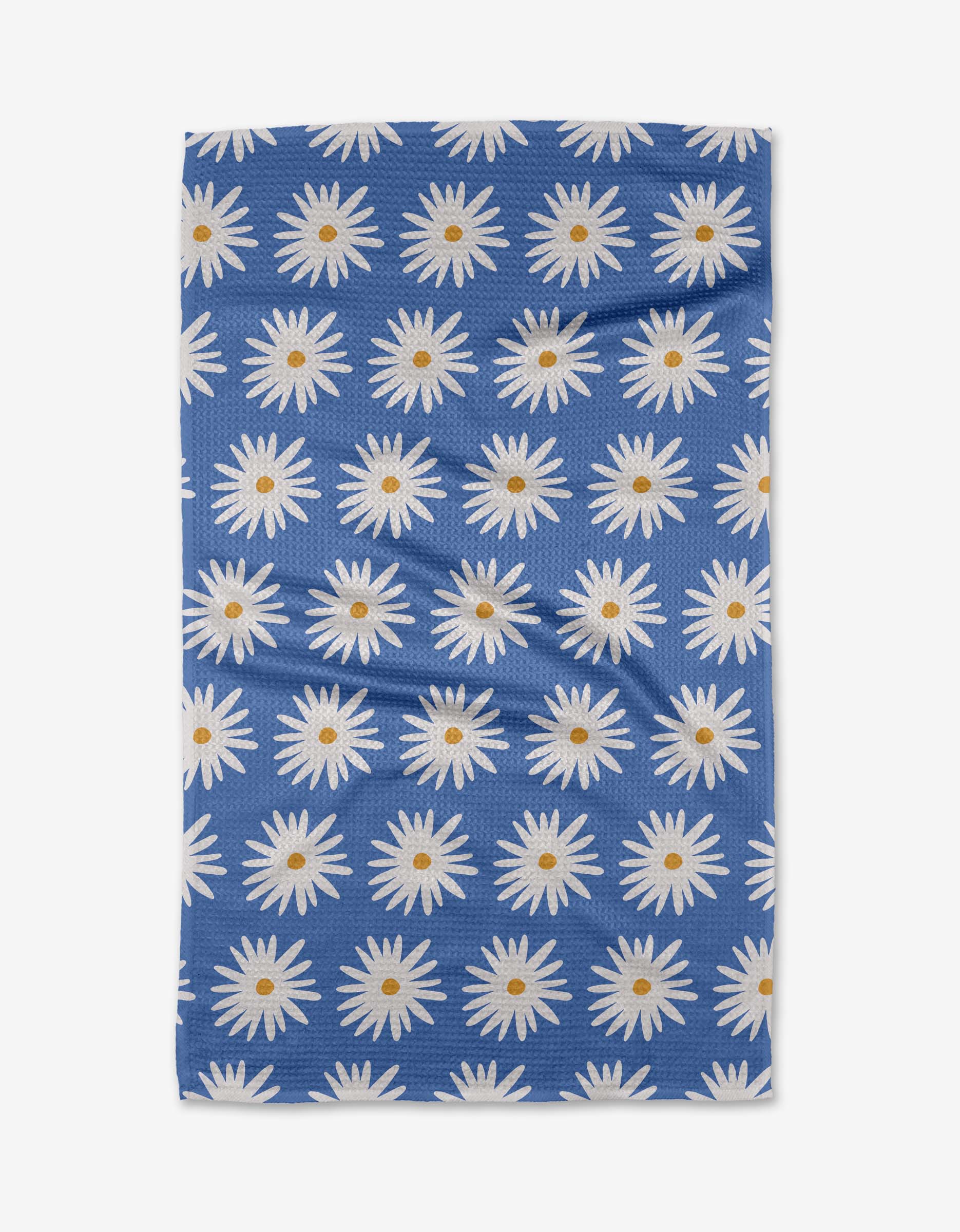 Geometry Blue Daisies Tea Towel