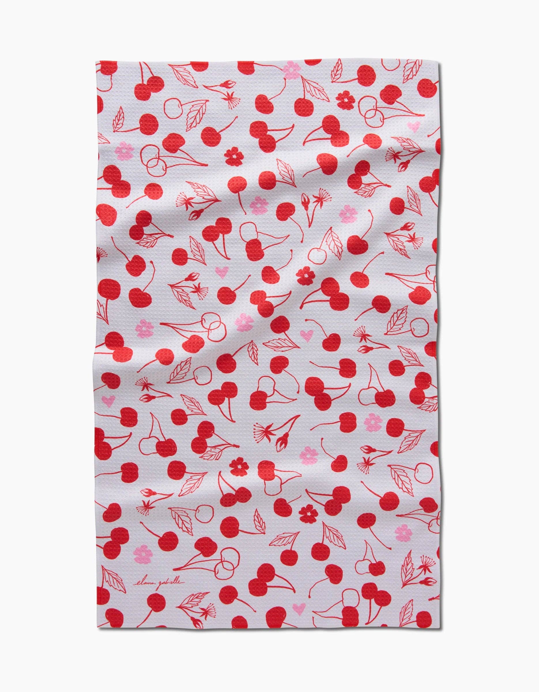 Geometry Cute Cherry Tea Towel