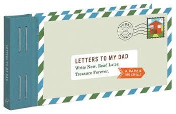 Book titled 'Letters to My Dad' with envelope design on cover