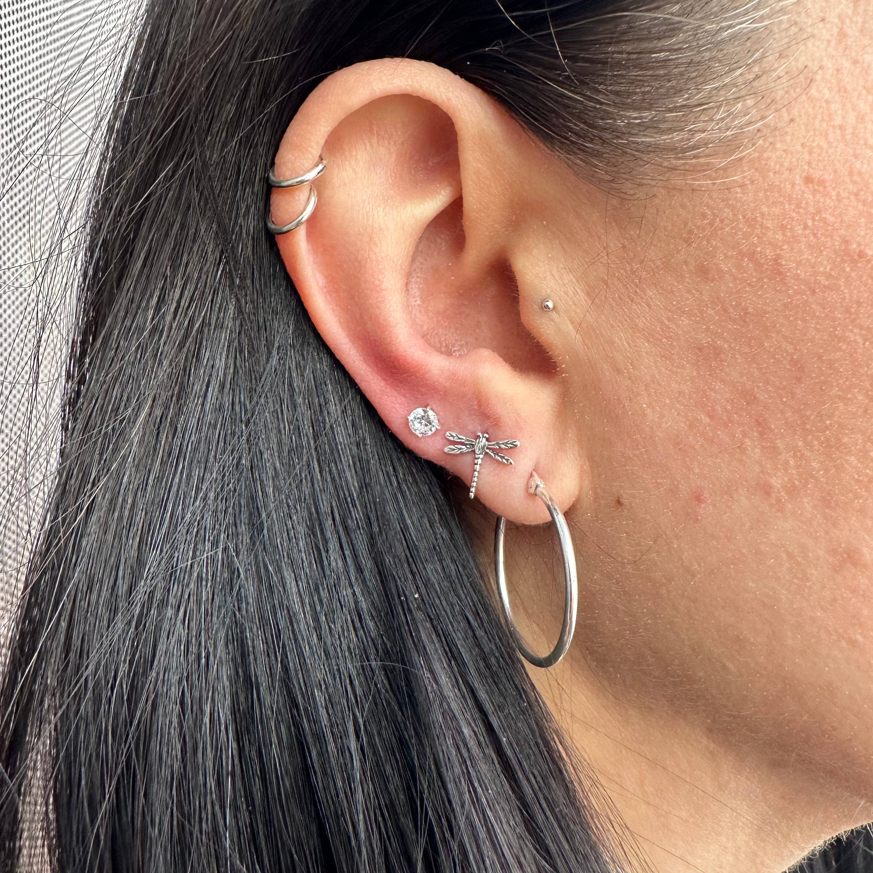 1.5mm Sterling Silver French Lock Tube Hoops