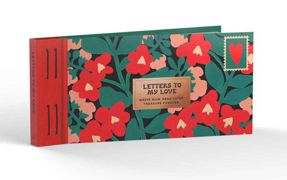 Book with floral design and 'Letters to My Love' text on a white background