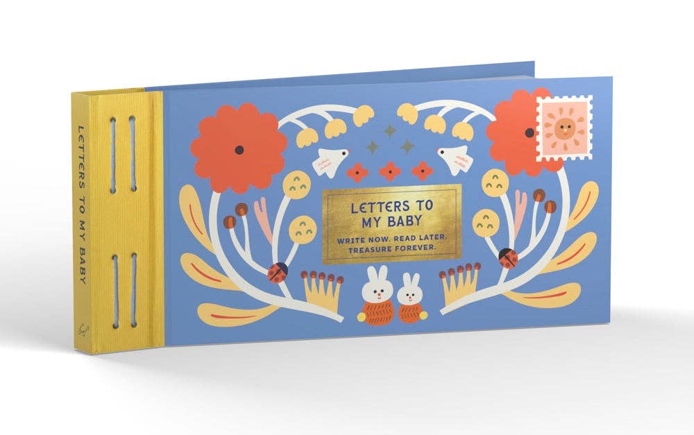Children's book titled 'Letters to My Baby' with colorful illustrations on a white background
