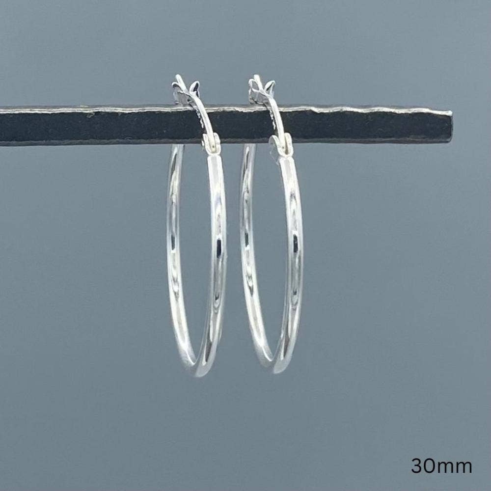 1.5mm Sterling Silver French Lock Tube Hoops
