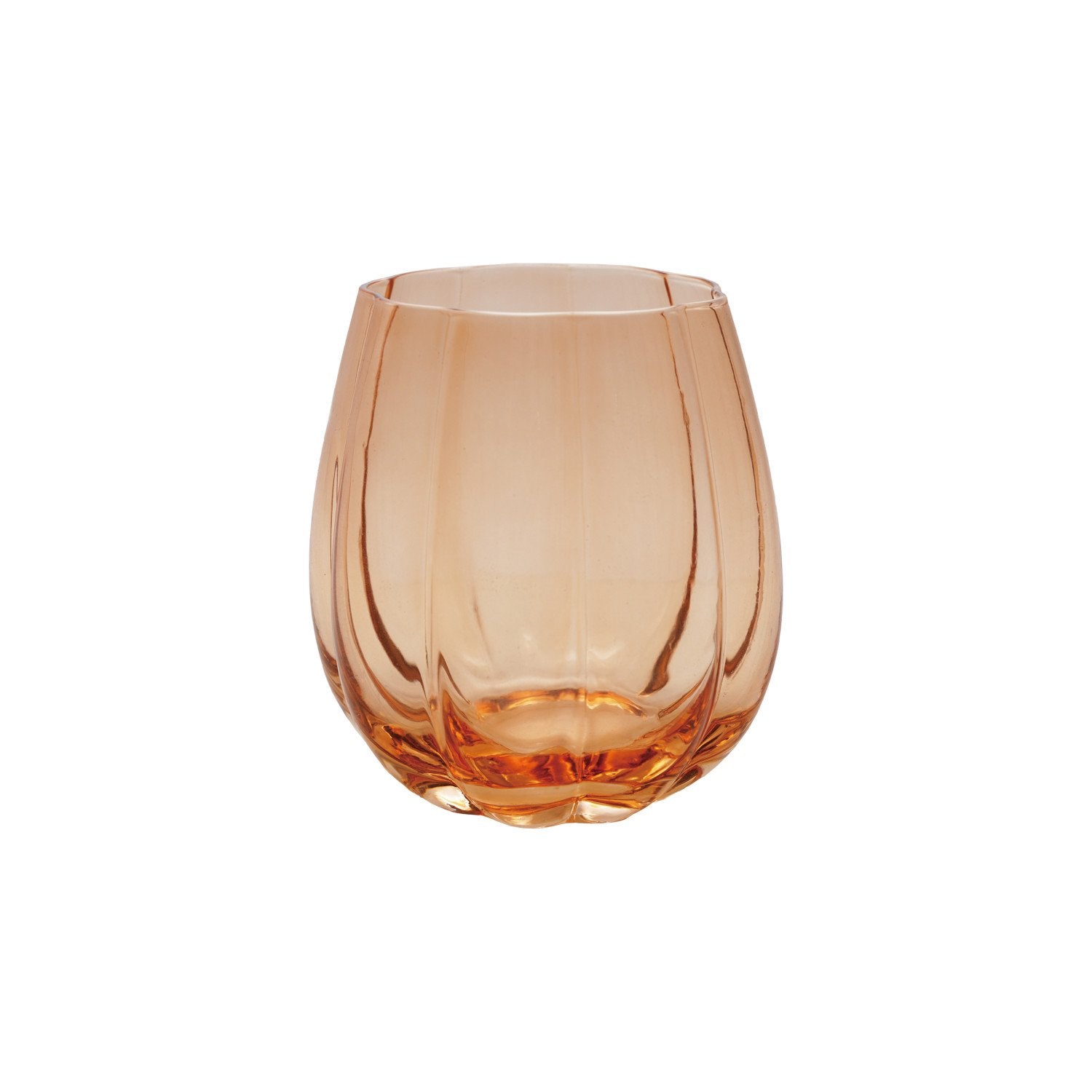 22 oz. Stemless Pumpkin Shaped Wine Glass, Orange Color