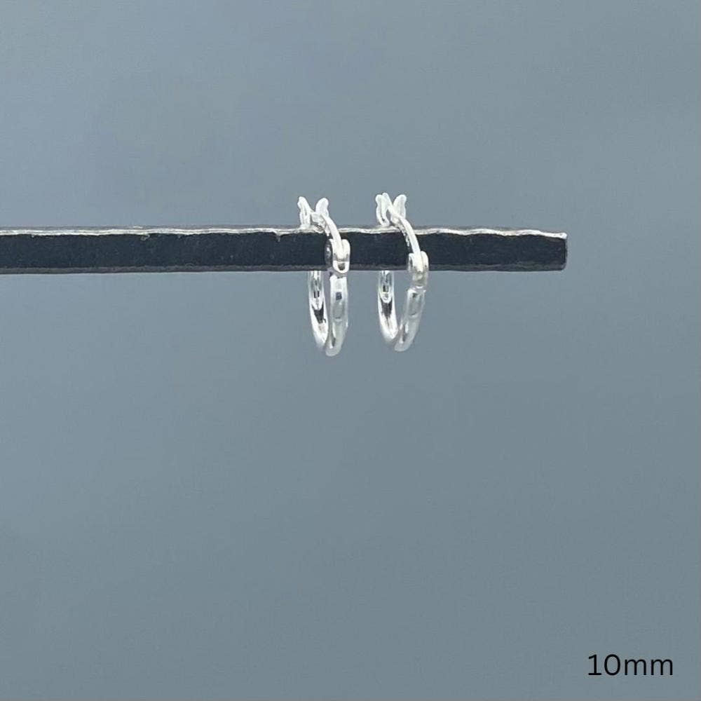1.5mm Sterling Silver French Lock Tube Hoops