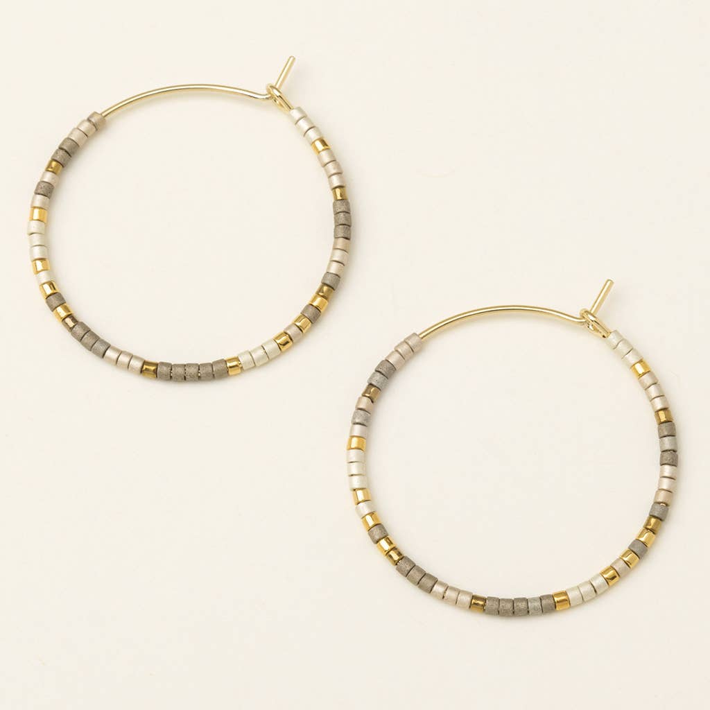 gold hoop earrings with multicolored beads