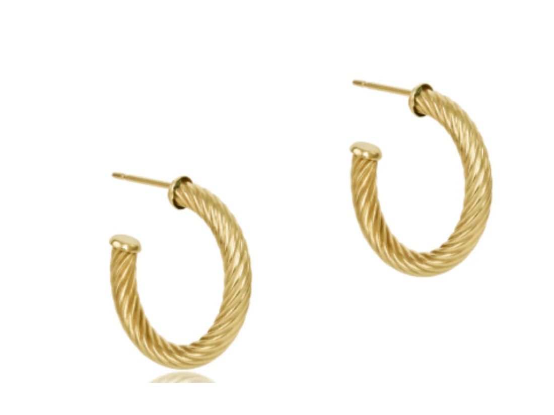 enewton Round Gold 1.125" Post Hoop -4Mm Textured Twist earrings