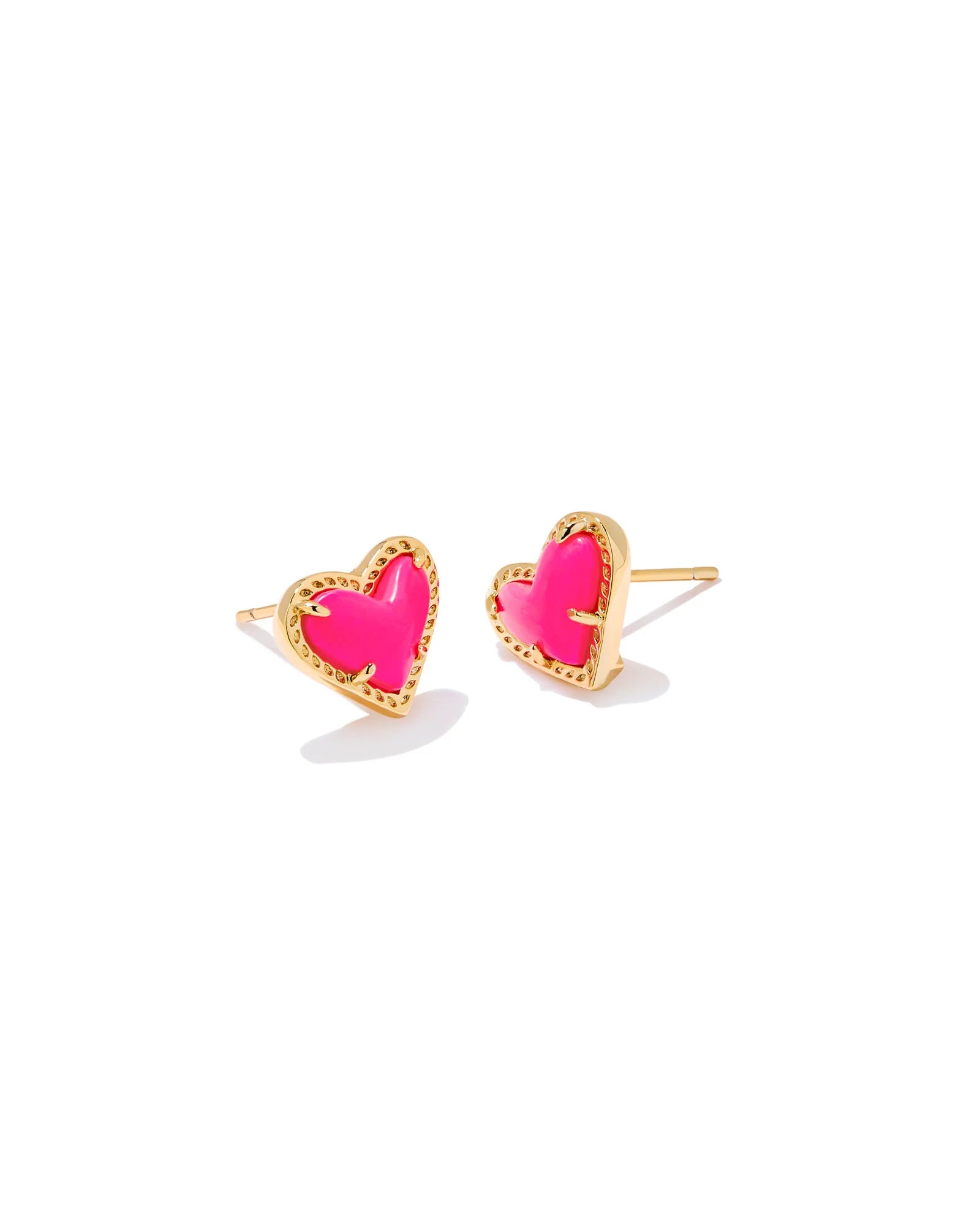 Kendra scott ari heart stud earrings gold neon pink magnesite