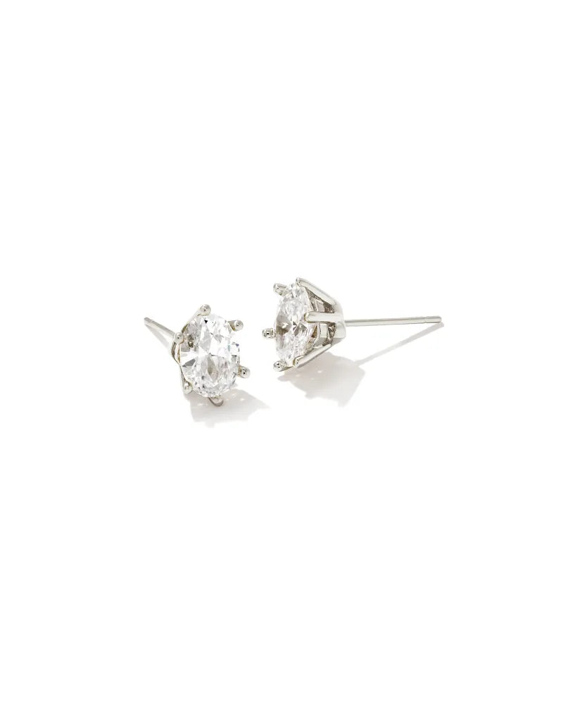 silver stud crystal earrings