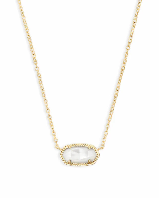 gold pendant necklace with ivory mother of pearl inlay