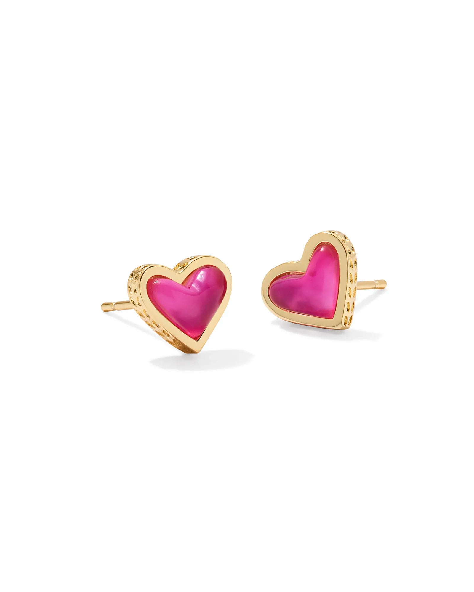 pink gold heart stud earrings