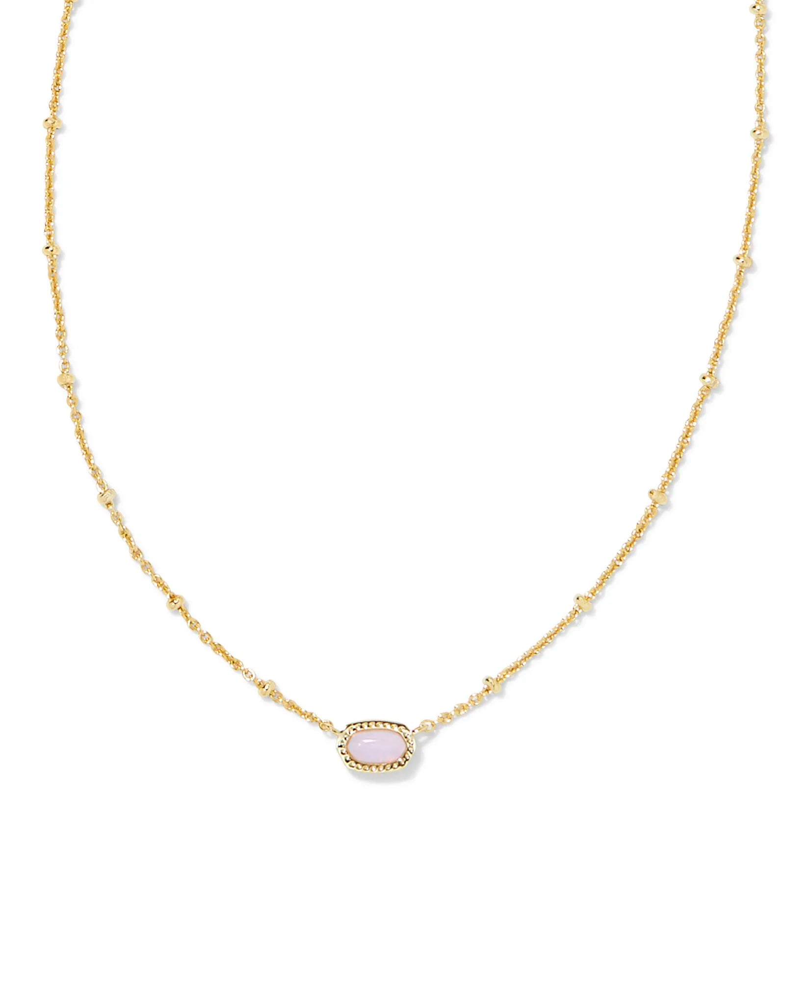 kendra scott mini elisa satellite short pendant necklace gold pink opalite