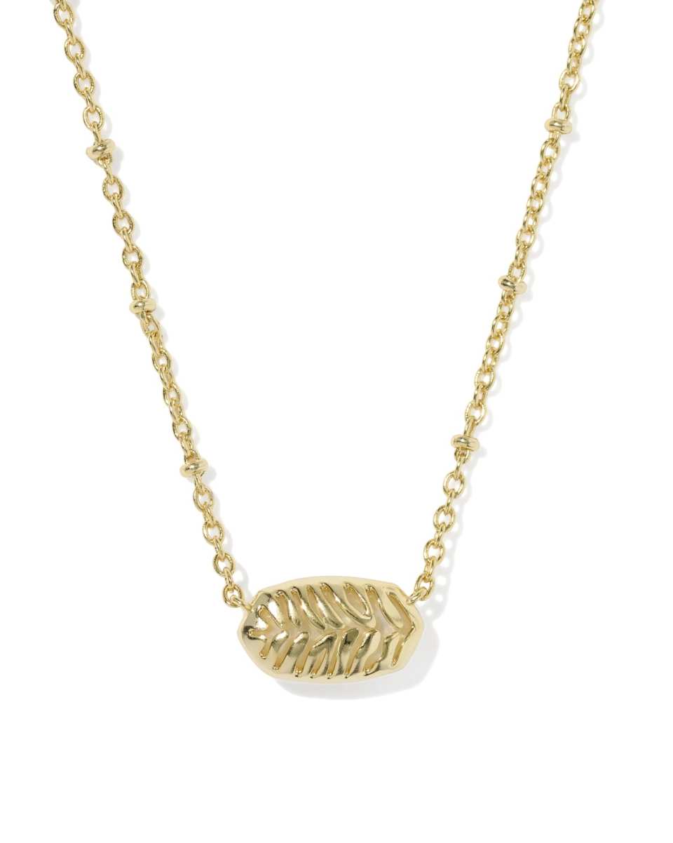 A gold chain necklace featuring a textured, ribbed oval pendant, displayed against a clean white background.