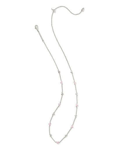Necklace with pink beads on a white background