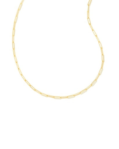 Gold necklace on a white background