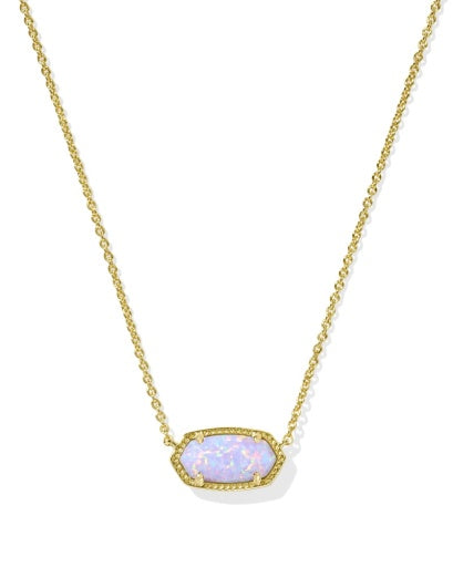 Necklace with a gold chain and pendant featuring a pink opal stone on a white background