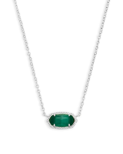 Necklace with a green pendant on a white background