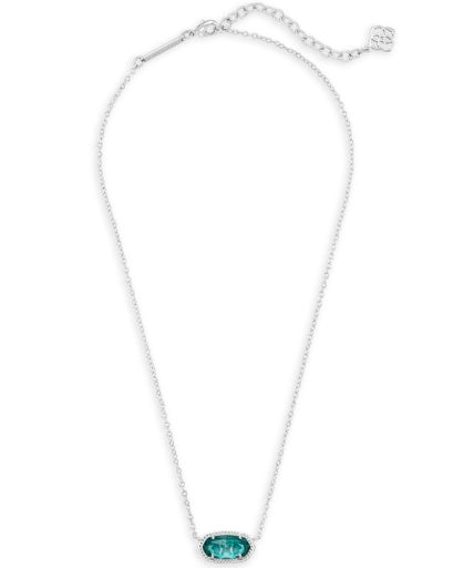 Necklace with a green pendant on a white background