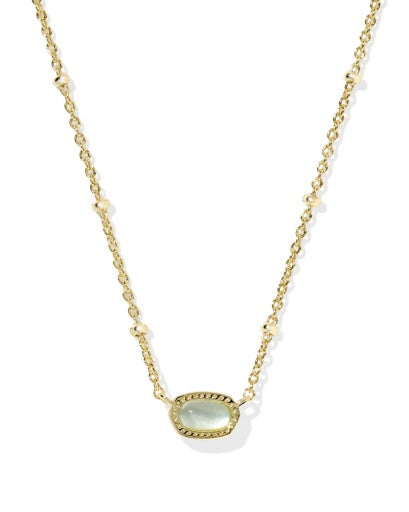 Gold necklace with a pendant on a white background