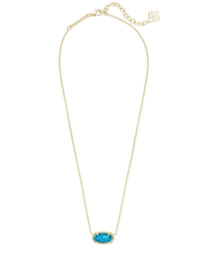 Necklace with a blue pendant on a white background