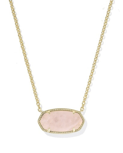 Necklace with a pink pendant on a white background