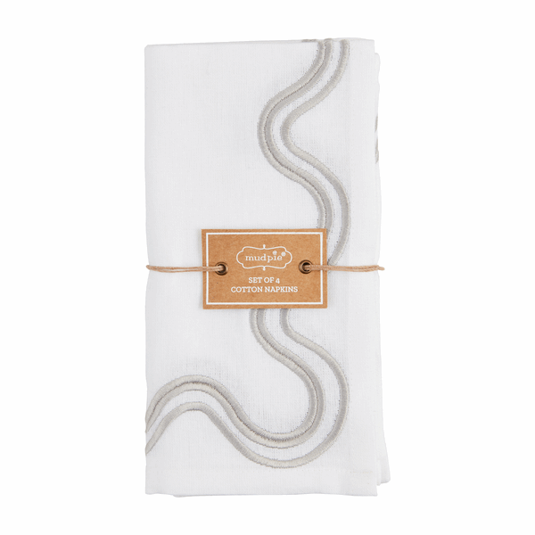 White & Gray Squiggle Napkin Set