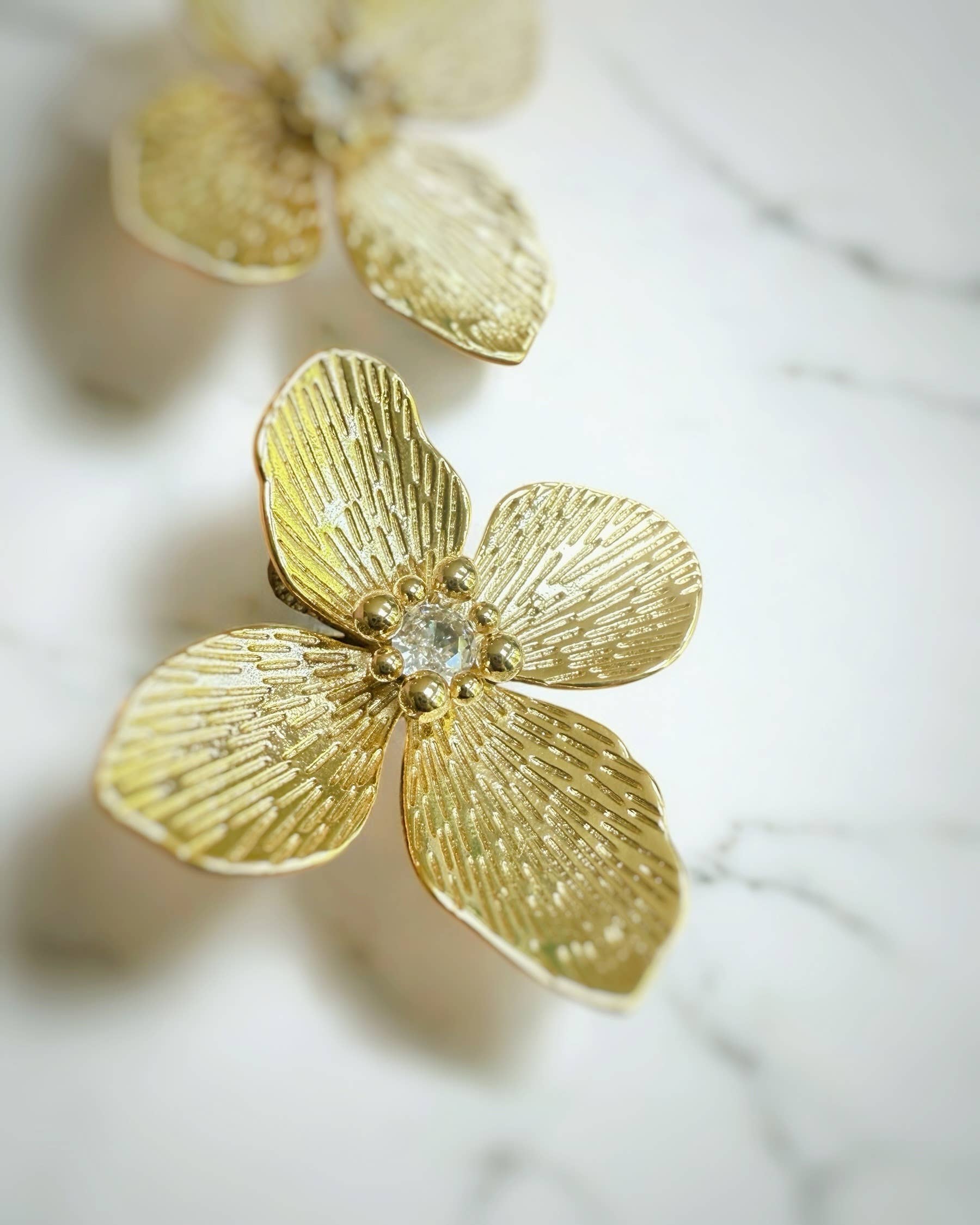 Bloom Statement Flower Earrings Gold Filled