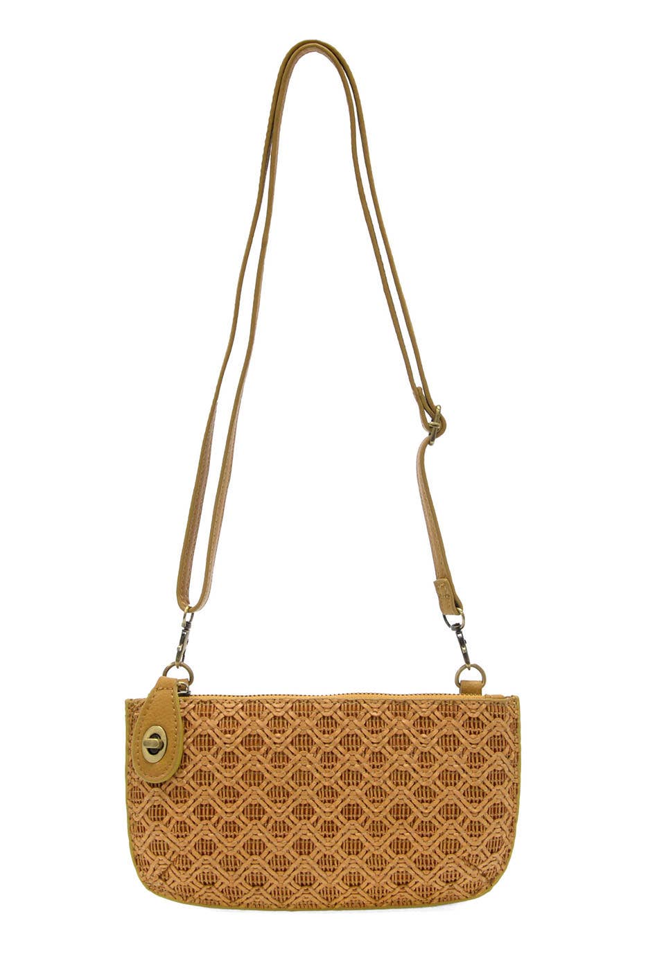 Lattice Woven Mini Crossbody Wristlet Clutch