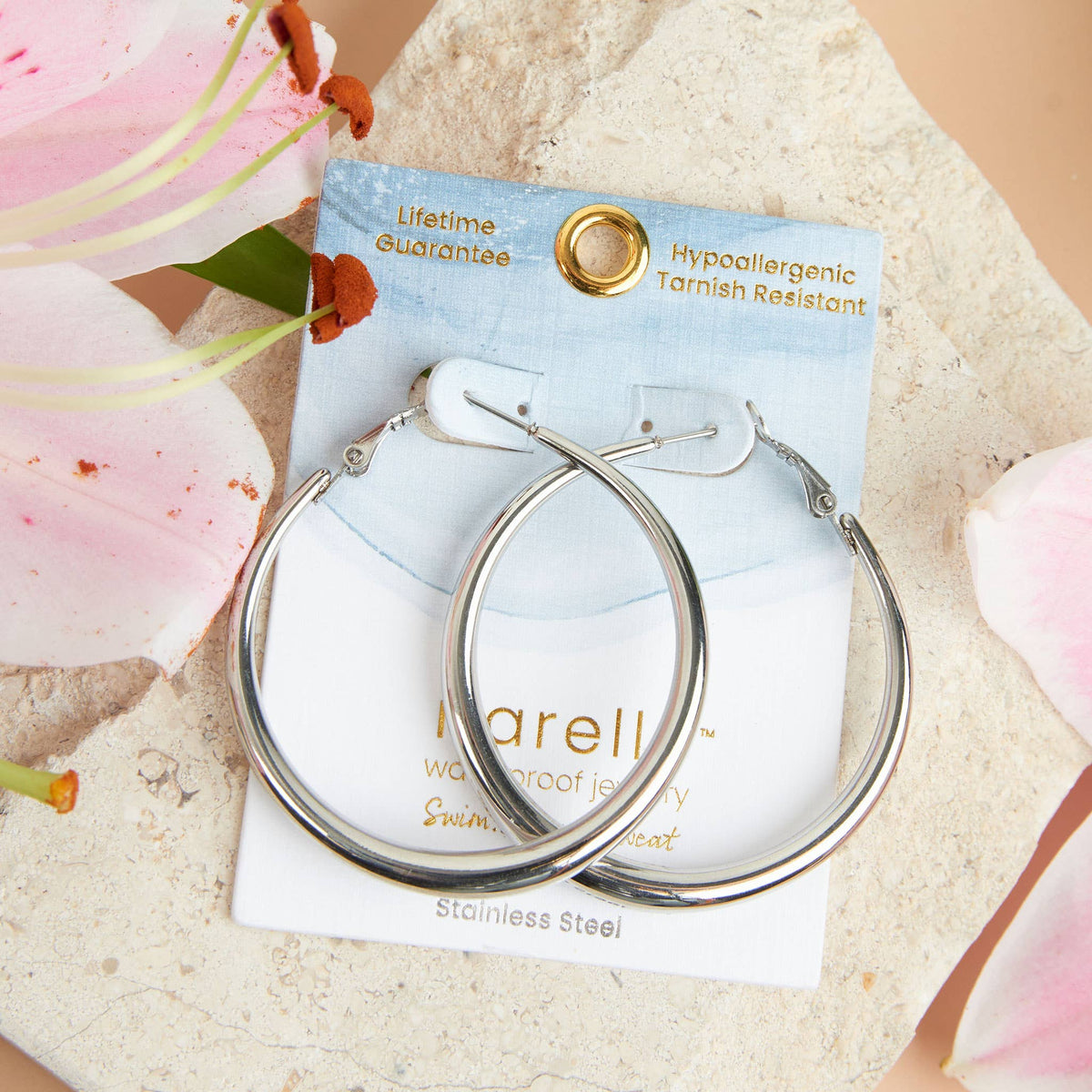 Waterproof Earrings Narelle Chunky Hoops in 18K Gold + Steel: Yellow Gold