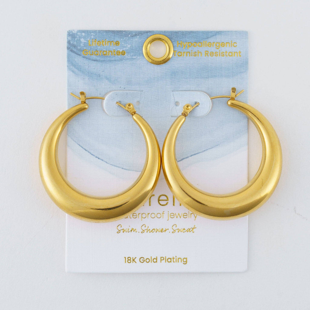 Waterproof Earrings Narelle Round Hoop Jewelry: Yellow Gold