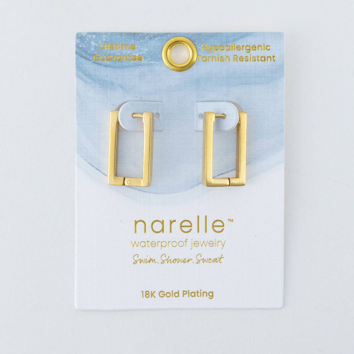 Waterproof Earrings Narelle Rectangle Hoop Classic Jewelry: Yellow Gold