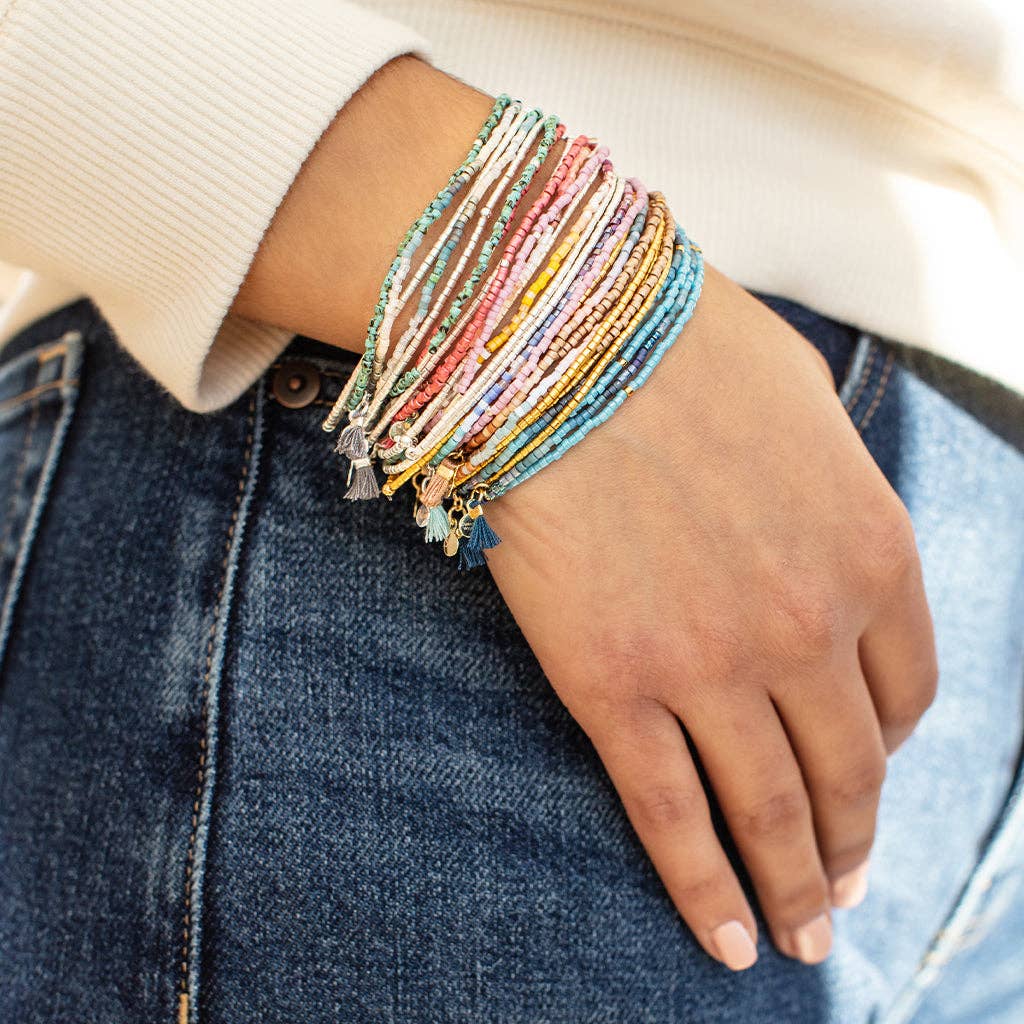 Tonal Chromacolor Miyuki Bracelet Trio - Dark Multi/Gold