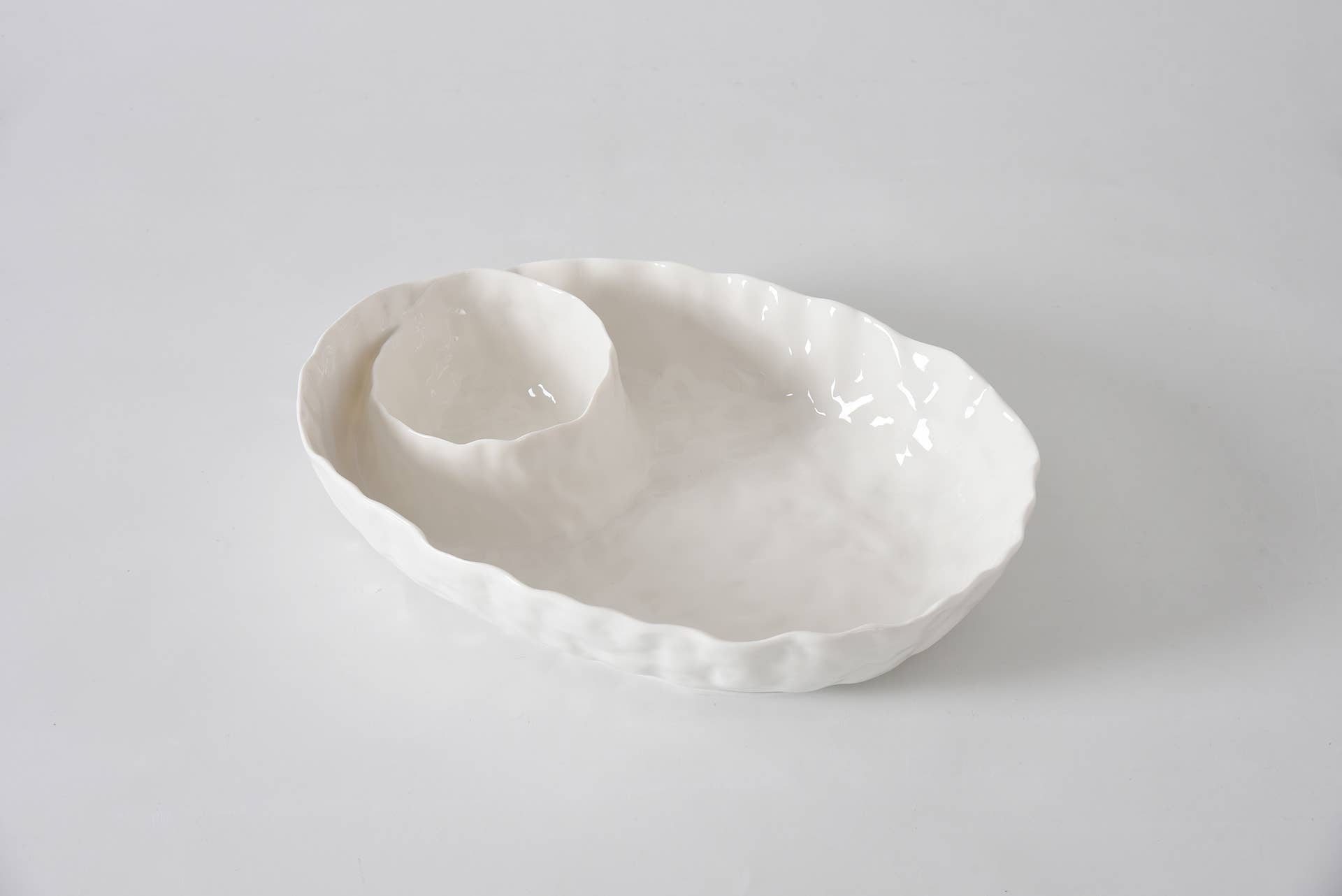 White ceramic dish on a light gray background