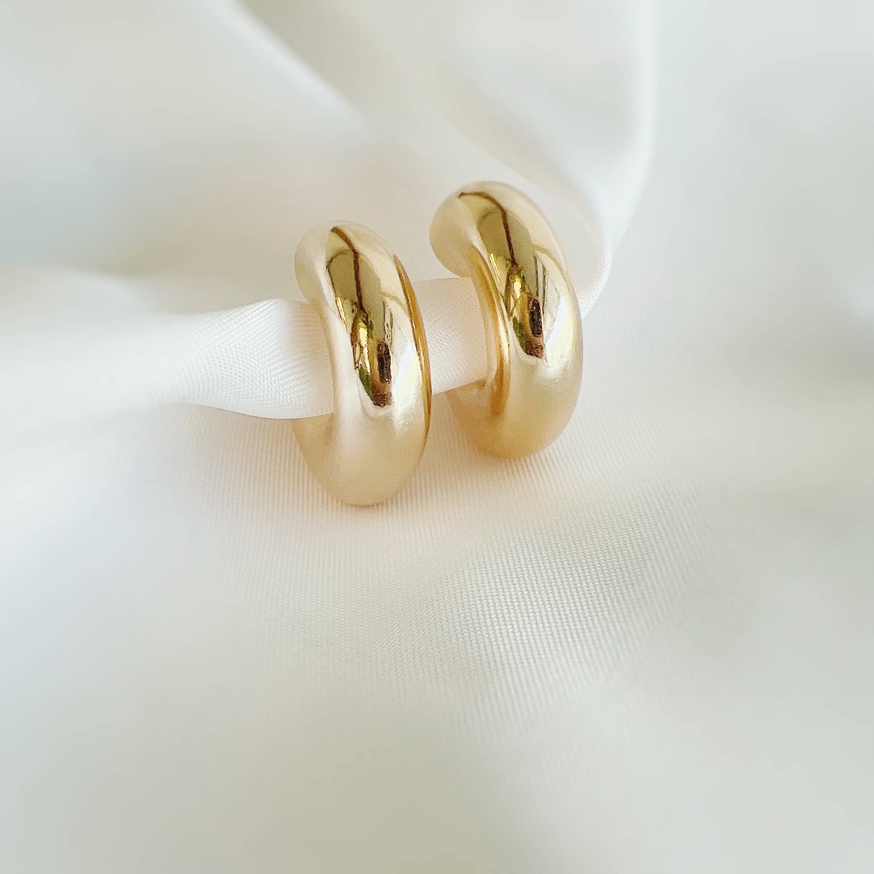 Ellie Chunky Tube Hoops Earrings Gold Filled Silver: Yellow Gold