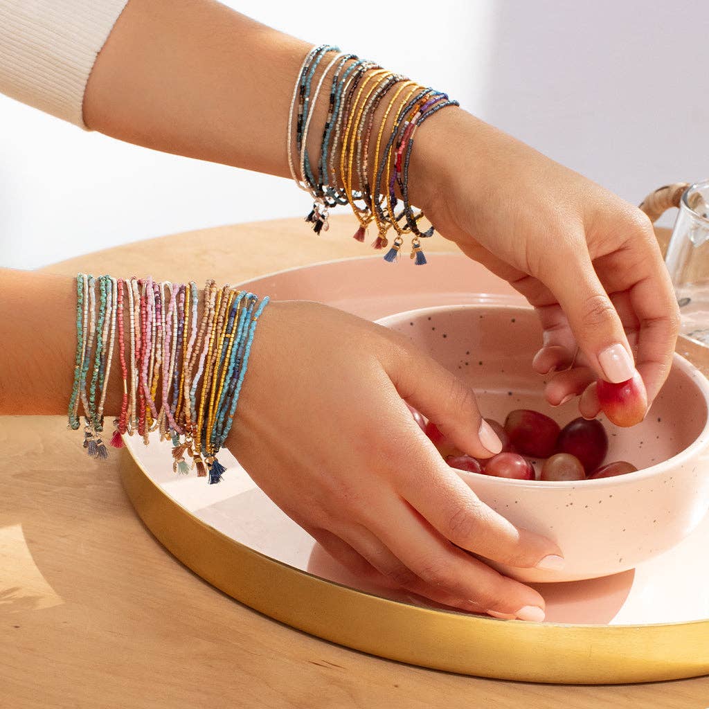 Tonal Chromacolor Miyuki Bracelet Trio - Dark Multi/Gold