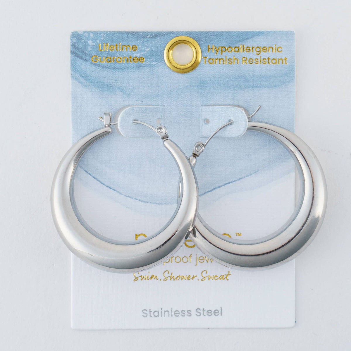 Waterproof Earrings Narelle Round Hoop Jewelry: Yellow Gold